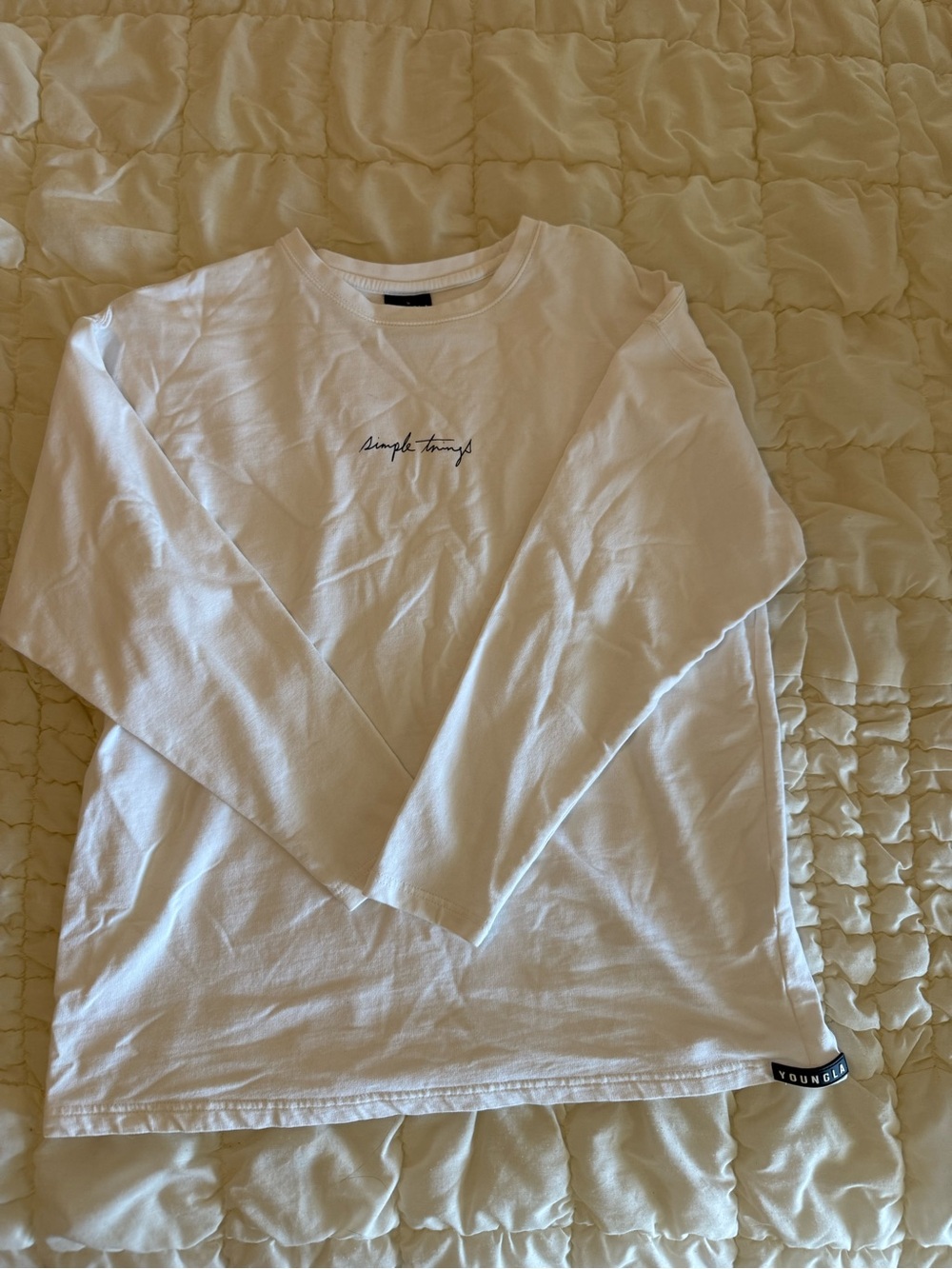 YoungLA White Crewneck Long Sleeve Tee